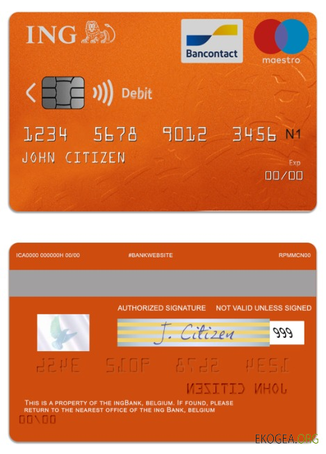 Carte de débit maestro de la banque ING Belgique